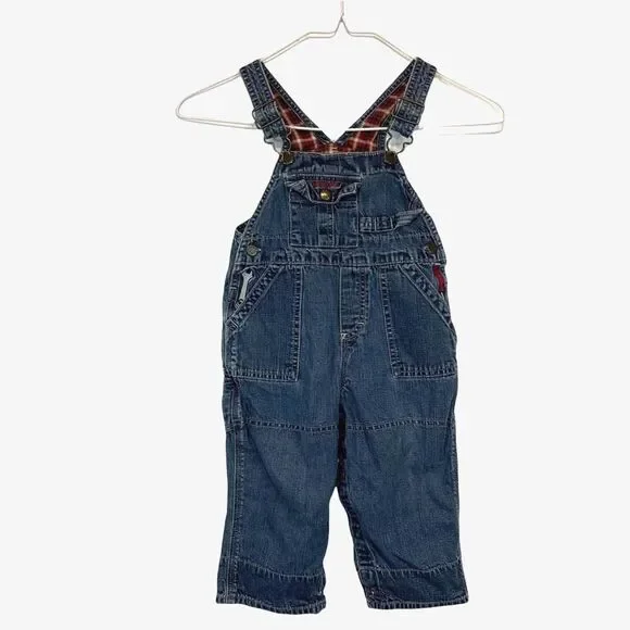 Vintage OshKosh B'Gosh Denim Overalls Tool Embroidery Size 18 Months