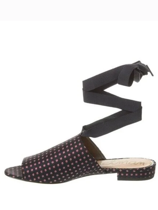 New w/o Box Sam Edelman Theodora Geo Print Lace-Up Open Toe Flat Mules Size 8