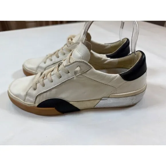 Dolce Vita Womens Leather Sneakers Black White Low Top Lace-Up 8.5