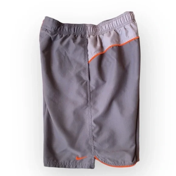 Nike Swim Trunks Men’s Medium Gray Orange 9” Inseam Lined Athletic Shorts