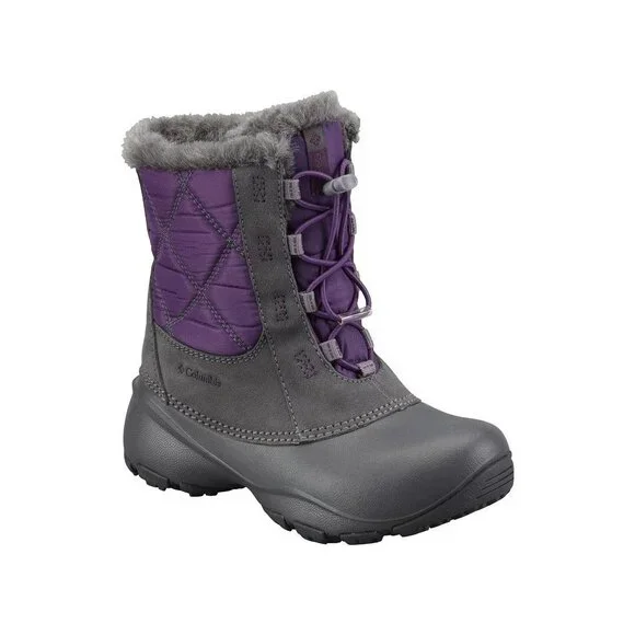 Columbia Girl's Black Purple Rope Tow II BY1308-502 Leather Ankle Winter Boot 1