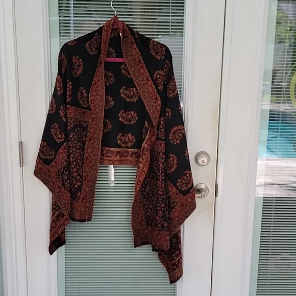 Bajra Wool Scarf Shawl Wrap Handmade in Nepal 75 inches Long Velvet Pipping