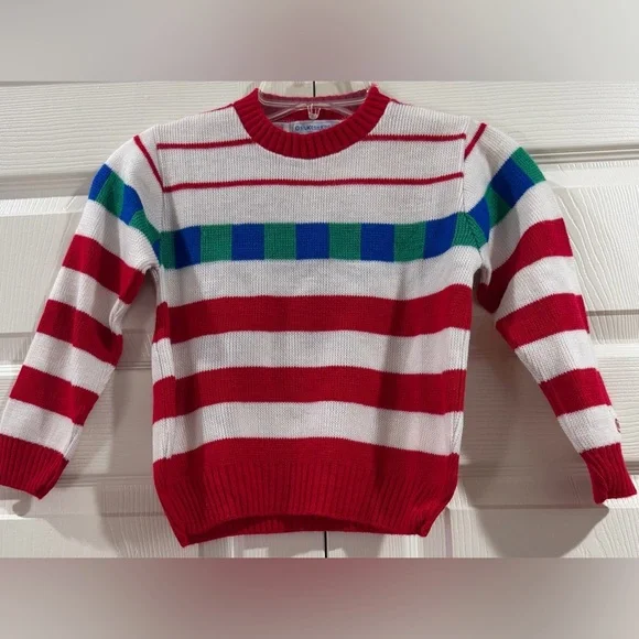 Oshkosh B'gosh Vintage Striped Childrens Heavy Warm Pullover Sweater Sz 7