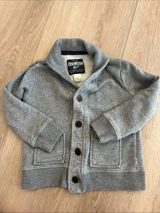 OshKosh B'gosh Light Gray Shawl Collar Cardigan -NWOT