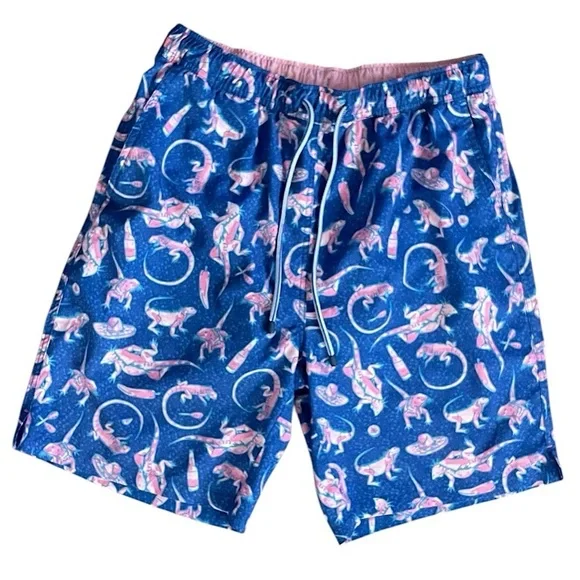 Peter Millar Seaside Collection Swim Trunks Mens Medium Lizard gecko Print Lined