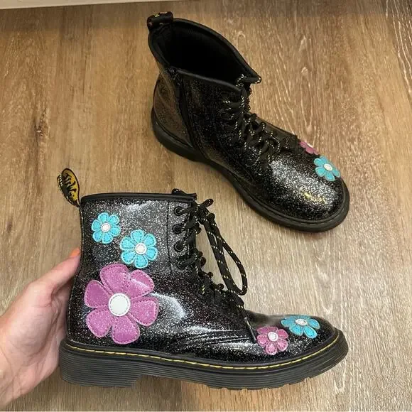 Dr Martens Multi 1460 Cosmic Glitter Floral Girls Boots 4