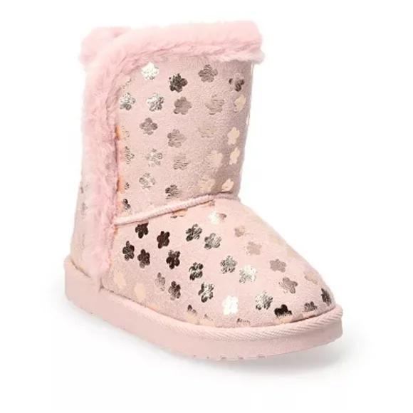 Olivia Miller Girls Pink Flower Slipper Boots NWT Size 3 Size 4