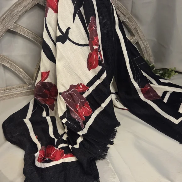 Vintage Liz Claiborne Scarf — Red Floral Moment You Didn’t Know You Needed 80