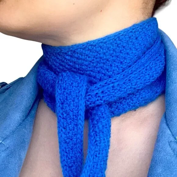 Sophie Scarf Blue Cashmere Neck Warmer Hand Knit Women Neckerchief Gift for Her