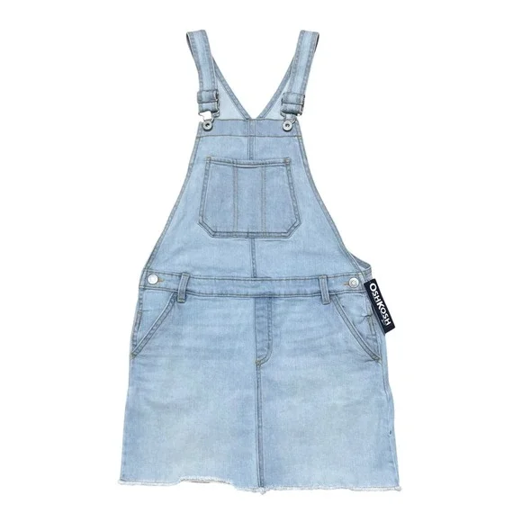 OshKosh Bgosh Girls Blue Denim Overall Jumper Dress Light Wash Size 14 NWT