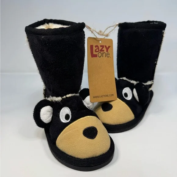 Lazy‎ One Black and Tan Bear Booties