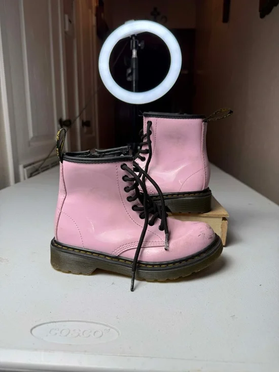 Dr. Martens 1460J Toddler Kids Size 1 Pink Patent Leather Combat Ankle Boots