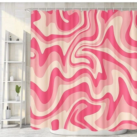 Pink and Cream Swirl Shower Curtain