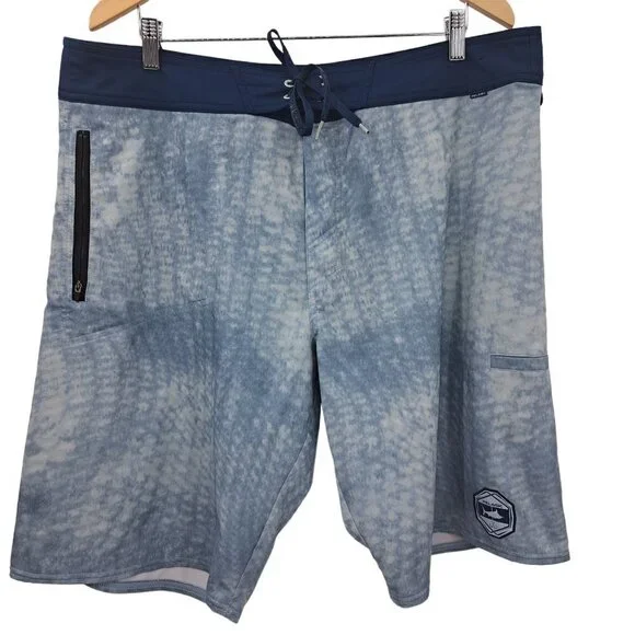 Pelagic Argonaut Boardshorts Swim Trunks Size 38 Hook & Loop Pocket Blue Shorts