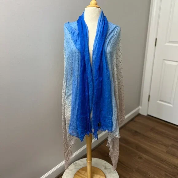 Pretty Persuasions Blue Ombre Swiss Dot Scarf Shawl