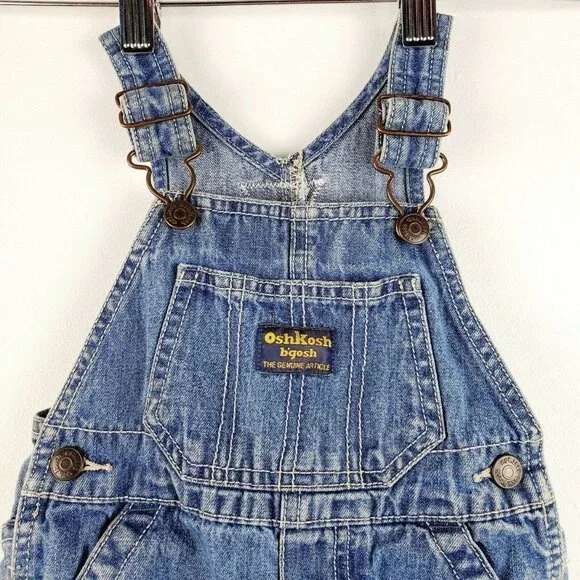 OshKosh Bgosh Vestbak Infant Boys Denim Jean Carpenter Overall Shorts 12 Months