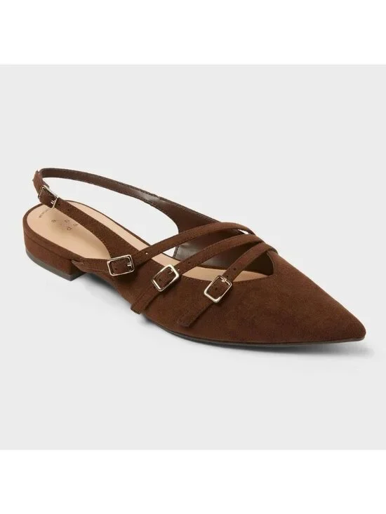 Women's Twiggy Multi Buckle Mini Heel Flats with Memory Foam Insole 7- a New Day