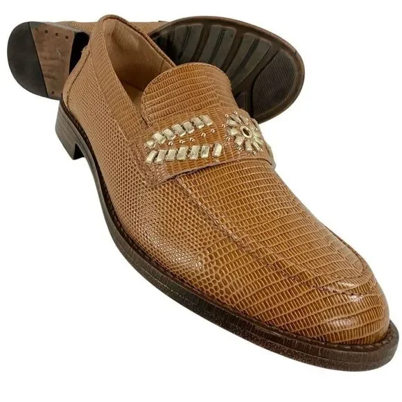 Brioso Frisco Lizard Embossed Leather Loafers Women’s Size 8.5