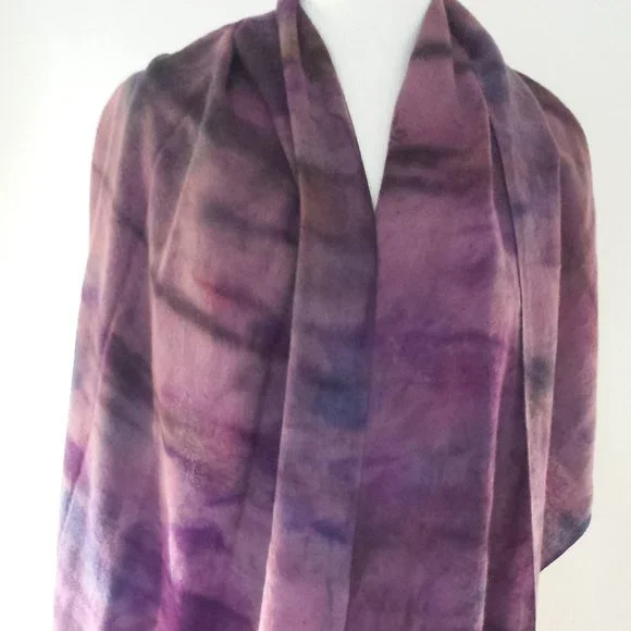 NEW large merino Cashmere scarf Wrap cape tie dyed XL red black purple blue gray
