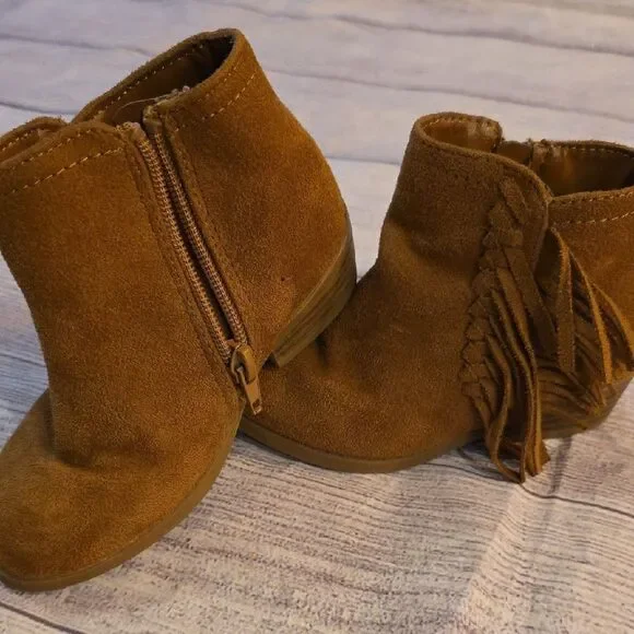 Sugar Brown Suede Ankle Boots with Fringe
