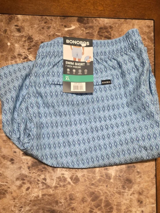 Bonobos Blue Geometric Swim Shorts