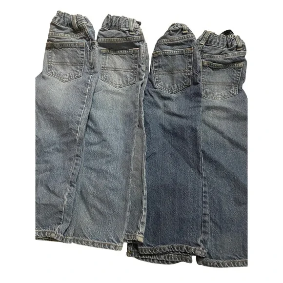 OshKosh Bgosh Boys 4T Classic‎ Blue Jeans Bundle 4 Pair Adjustable Waist Denim
