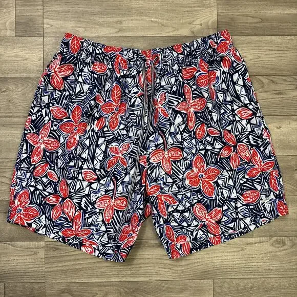 Speedo Swim Trunks Shorts Navy Blue Pattern sz XL