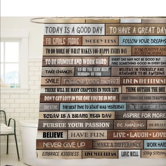 Rustic wood cabin Curtain shower home bathroom