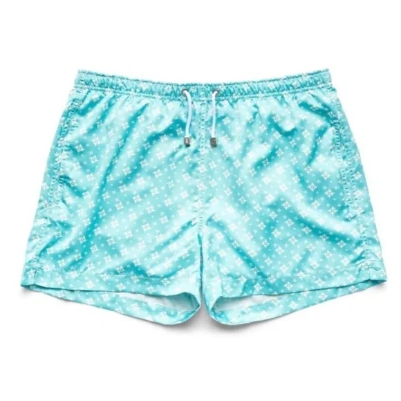 Marwida Men's Luxury Swim Trunks Mesh Lining Aqua Star Size Large