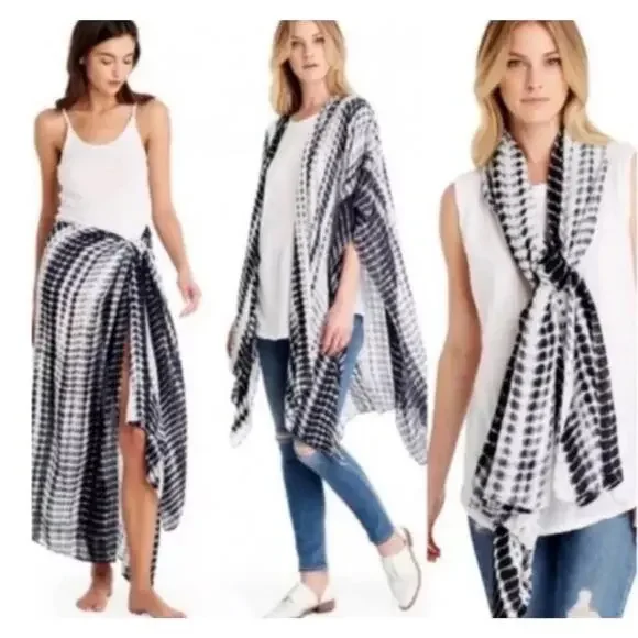 Michael Stars Anthropologie Wrap Scarf Cover-Up Ruana Sarong Tie Dye