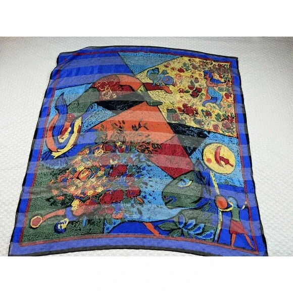 Patricia Paris SCARF Vintage‎ Painting Square Wrap Ancient Greek Fresco 34