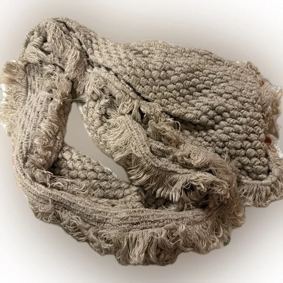 Cozy Tan Textured infinity scarf Cabincore