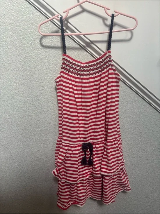OshKosh B'gosh Red and White Striped Girls Sundress with Navy Straps