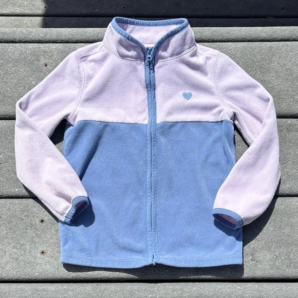 OshKosh B'gosh Kids Purple and Blue Fleece Lightweight Zip Sweatshirt, Size 4