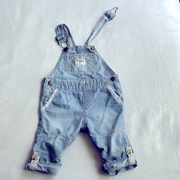 COPY - Vintage baby toddler OshKosh Bgosh striped overalls 12 mo. w/ floral pri…