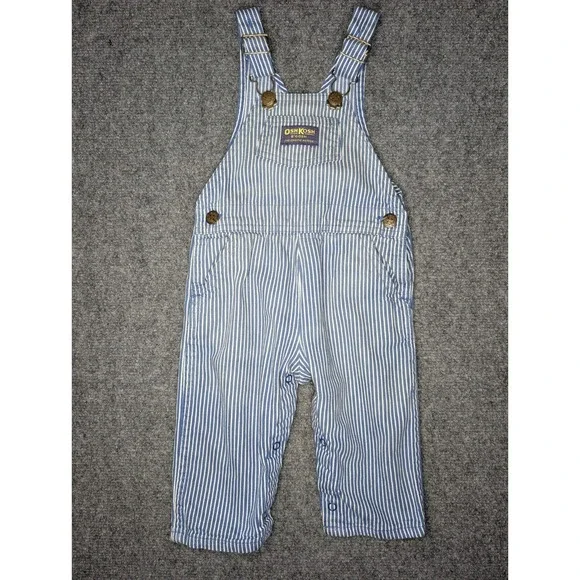 Vintage OshKosh B'Gosh‎ Vestbak Overalls 18 Months Baby Railroad Stripe USA Made