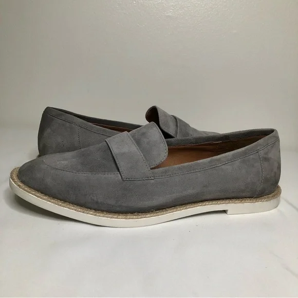 Caslon Women's Size 9M Tristan Grey Leather Suede Slip On Flats Loafers