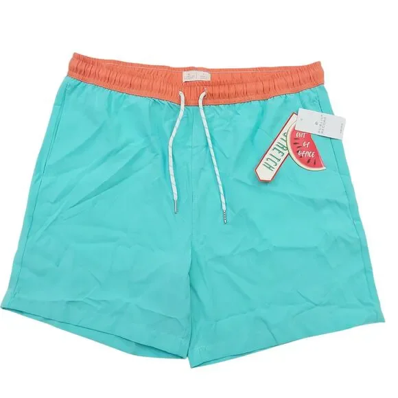 Public Record Shorts Mens Large Green Swim Trunks Unlined Athletic Beach Outdoor