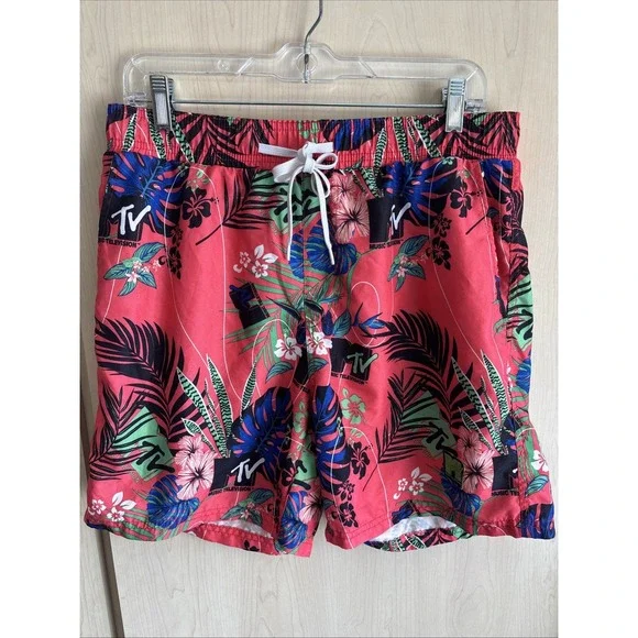 MTV 2017 Men's Swim Shorts Mesh Lined Elastic Waist Two‎ Side Pockets Size Large