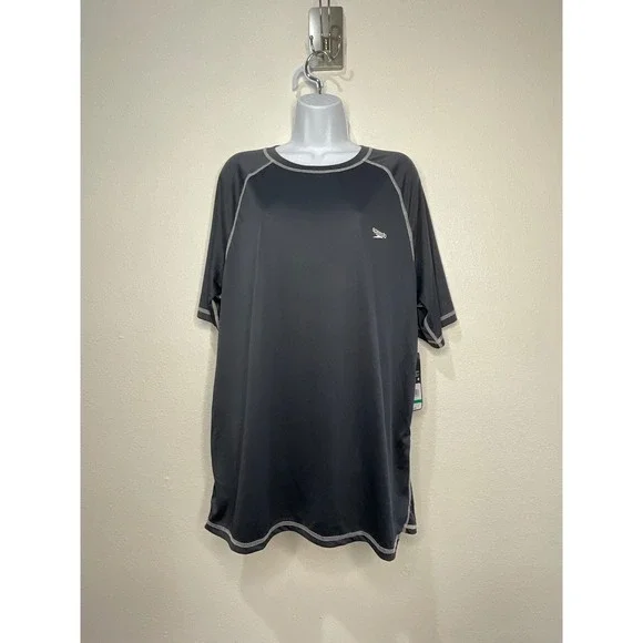 Speedo Mens UPF 50+ Easy Swim Shirt Rash Guard‎ Black Gray Large NWT