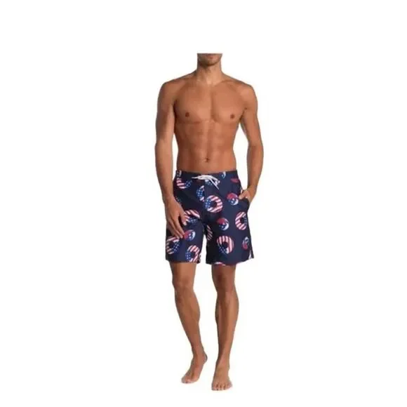 Merica Mens Summer Swimsuit Trunks Surf Swim Swami American Flag Print Swim trun