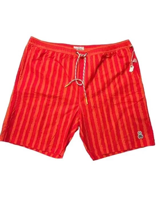 Psycho Bunny Torver Swim Trunks 3XL Orange Stripe Clown Fish 9