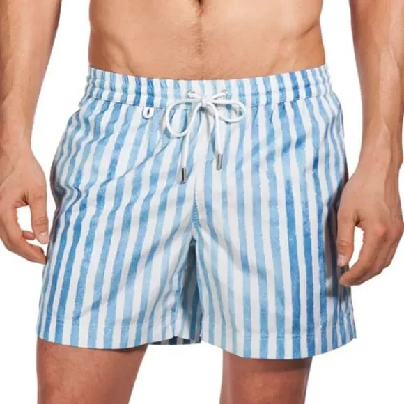 Katama EMERSON II - BRUSH STROKE IN SURF BLUE Swim Trunks XL