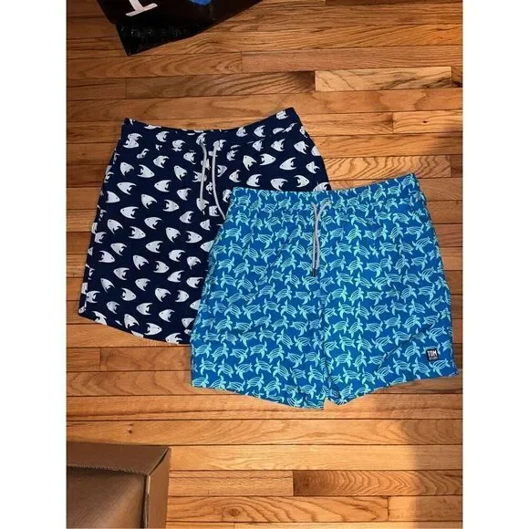 Bundle of 2 Tom & Teddy Sw Trunks 2XL blue turtle fish