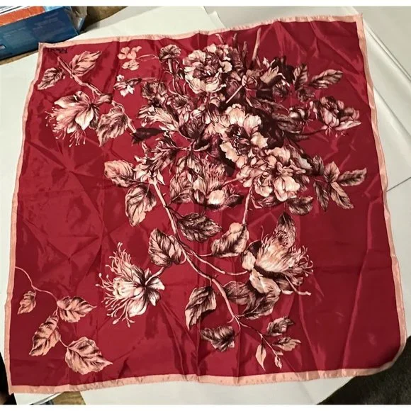 Vintage Paoli Acetate Scarf Japan Pink Purple Burgundy Square