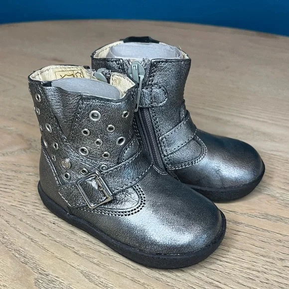 Falcotto Baby Girl’s Studded Silver Boots EU Size 18 / US 2 Infant