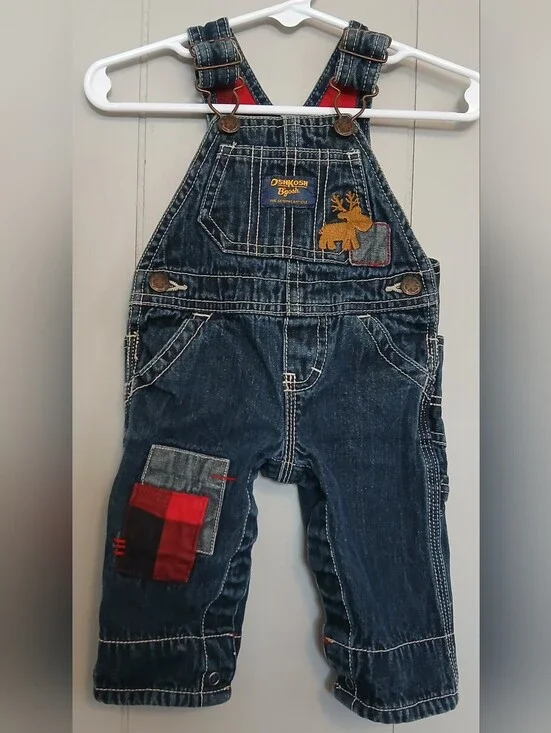 OshKosh Boys 3 Months Reindeer Overalls
