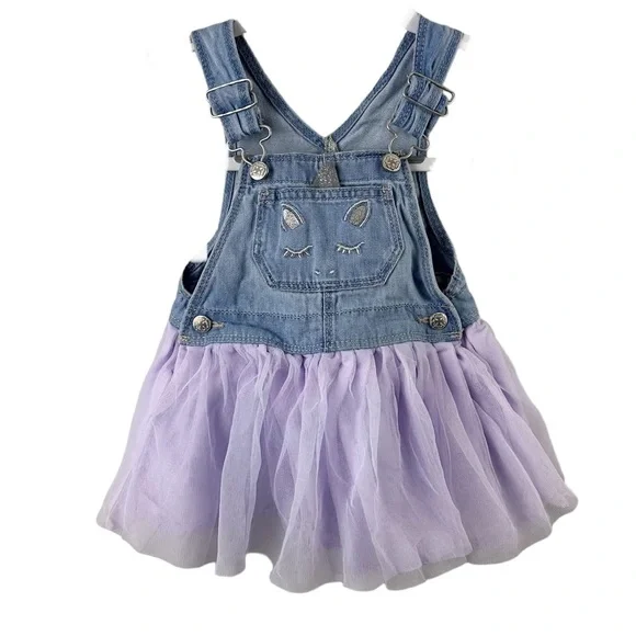 Oshkosh Unicorn Tulle Overall Denim Dress