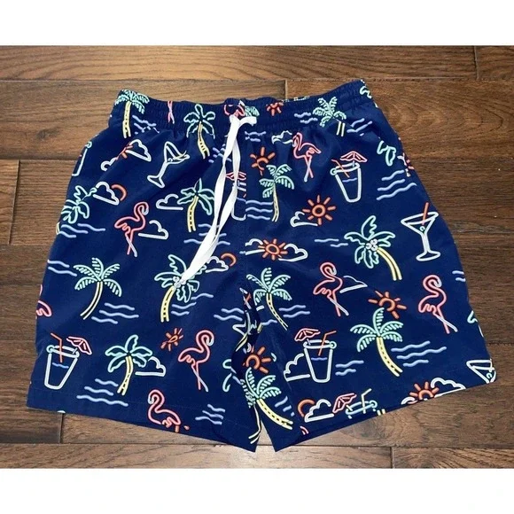 Chubbies Men's Tropical Swim Shorts Navy Multicolor‎ Size L Drawstring Lined