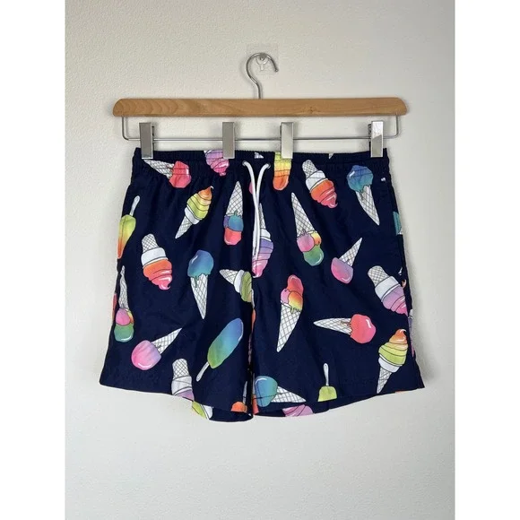 Trunks Surf Swim Co Beach Navy Ice Cream Print Lined Swim Trunks Shorts L